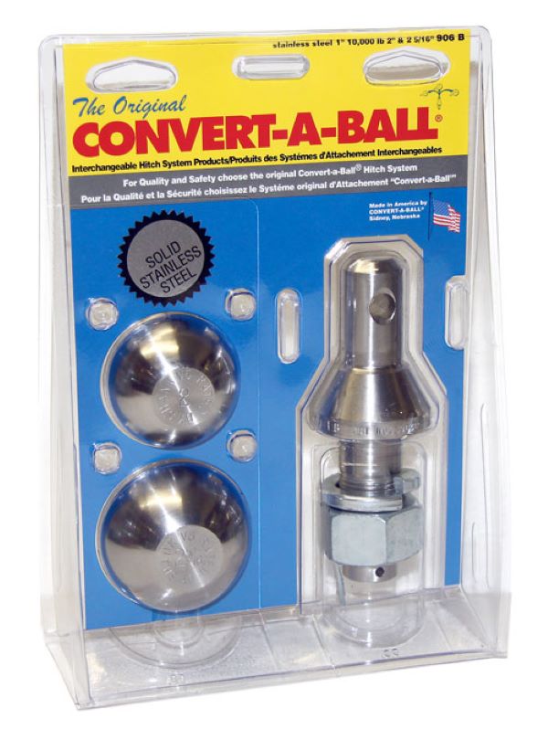 Convert-A-Ball Stainless Steel 2-Ball Set - 2 Inch and 2-5/16 Inch Balls - 1 Inch Shank
