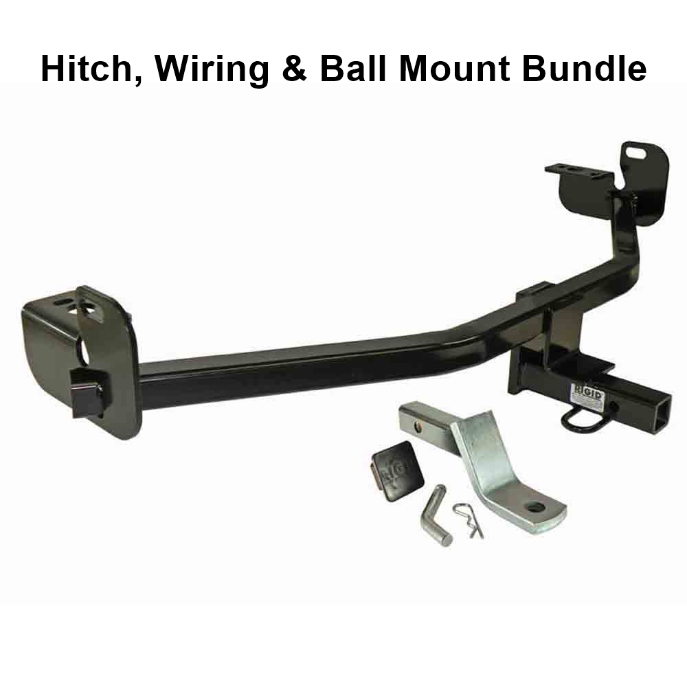 Rigid Hitch (RT-475) Class I, 1-1/4 Inch Receiver Trailer Hitch Bundle - Includes Ball Mount and Custom Wiring Harness fits 2012-2018 Ford Focus Sedan
